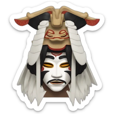 noh-dogears-mask-longhair-hotguy-japanese-kimono sticker
