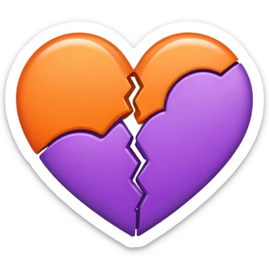 Heart with one side purple and one side orange sticker