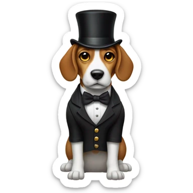 Beagle dog dressed in Edwardian clothes sticker