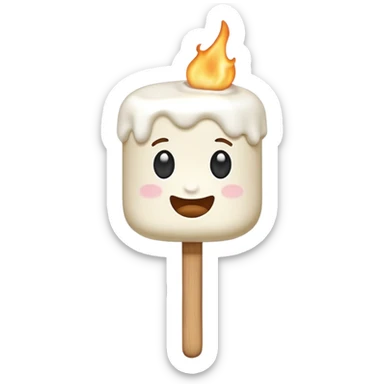 melting tasty Marshmallow on stick sticker