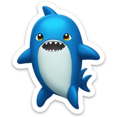 blue blob with a shark onesie sticker