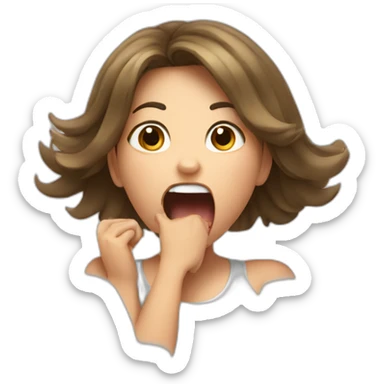 Girl opening mouth and stretching toung out sticker