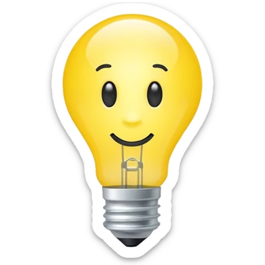 Simple flat emoji of a bright yellow light bulb symbolizing a positive idea, with a green check mark next to it. Clean, modern, minimal design. No text, no 3D, no shadows. White or transparent background.. sticker