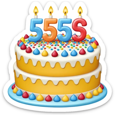 55 years old birthday with digital and without human sticker