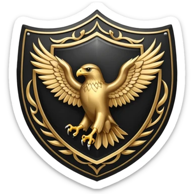 Hawk shield emblem in black and gold sticker