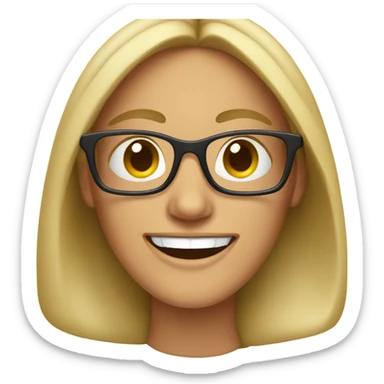 smiling woman with glasses parody sticker