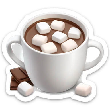 Light white mug of hot chocolate with marshmallows  sticker