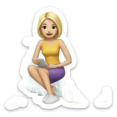 White Girl wrapping presents watching tv sticker