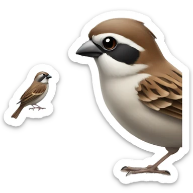 sparrow working at a laptop sticker