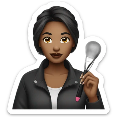 A makeup artist girl with a makeup brush in her hand sticker