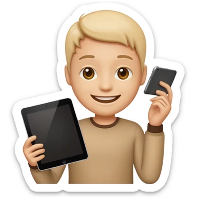 emoji holding and drawing on tablet sticker