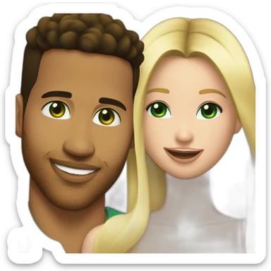 Romeo santos happy with blond girl and green eyes sticker