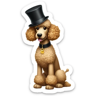 Regal standard poodle with top hat and cane standing on two legs sticker