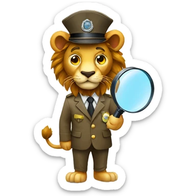 lion inspector with magnifying glass in different colours sticker
