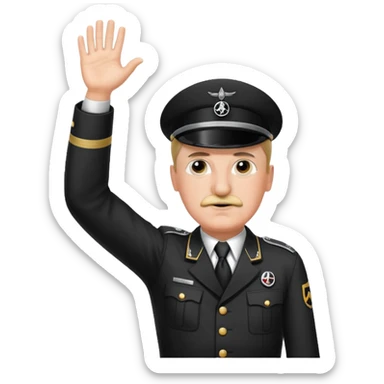 Hitler raising one hand straight out like a Sieg Hail salute in Black SS uniform. The arm must be straight out with no bend in the elbow sticker