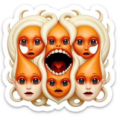 aesthetic brilliant divine lighting, oil paint  -  hieronymus bosch phantasmagoric mutated ivory sirens sticker