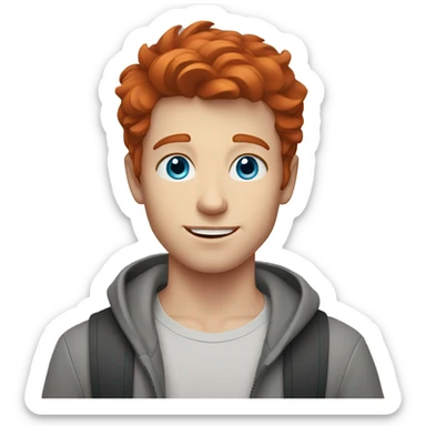 young guy with blue eyes and Redhead hair  sticker