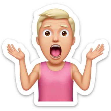 A man in pink dress screaming with an opened mouth   sticker