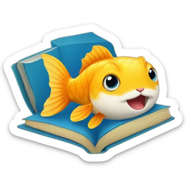Fish book cat sticker