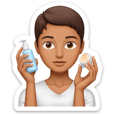 a person putting on lotion sticker