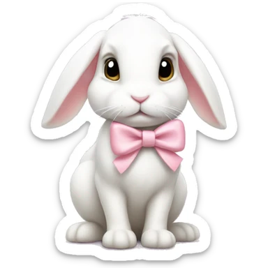 white bunny with pastel pink bow sticker