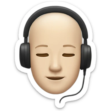 WHITE MAN WITH SHAVED HAIR, RELAXED FACE, CLOSED EYES AND A BLACK HEADPHONE sticker