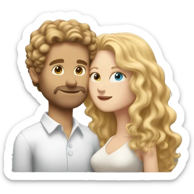 White Man with brown hair kissing white woman with long blonde curly hair sticker