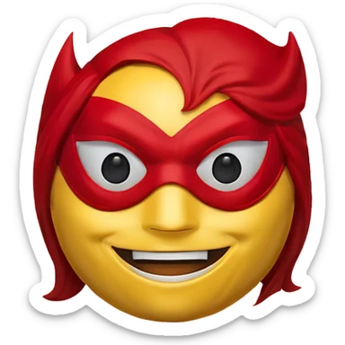 yellow emoji with superhero red mask sticker