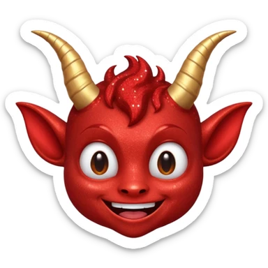red glitter imp happy sticker