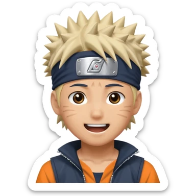 Naruto Anime style happy boy head sticker
