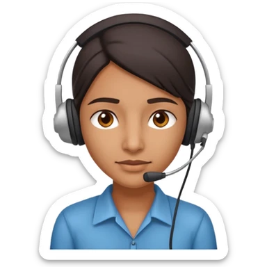 Indian call centre worker with a headset, sly expression, simple background sticker