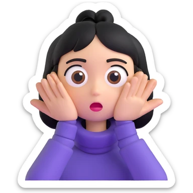 face with two hands around neck, wide eyes, annoyed expression sticker