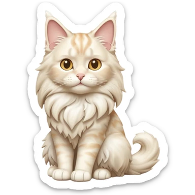 A 3D cartoon cream-white Maine Coon cat with thick fluffy fur, elegant posture, warm soft shadows, Memoji-style cinematic detail. full body or half body. sticker
