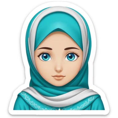 Turkish beautiful finish Konya girl blue eyes with hijab and turquoise stone dress sticker
