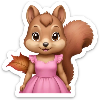 Girl squirrel with pink dress blushing  sticker