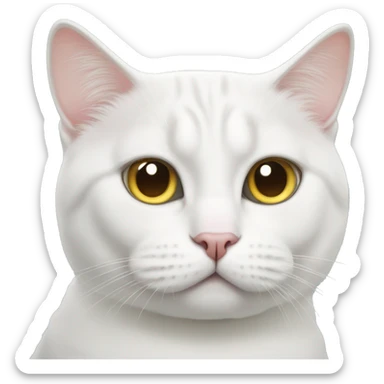 White British cat with rolled eyes sticker