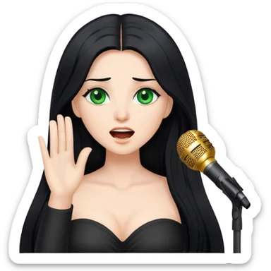 Beautiful lady with long black hair and green eyes singing sticker