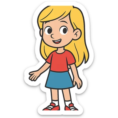 flat toon style blonde girl, clean lines, vibrant colors sticker