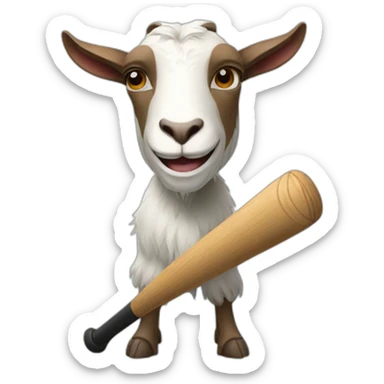 Goat with a baseball bat sticker