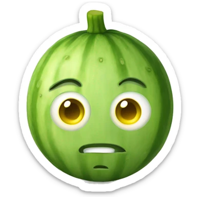 Yellow emoji with a cucumber on its eyes sticker