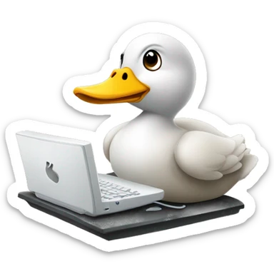 Pato usando la computadora sticker