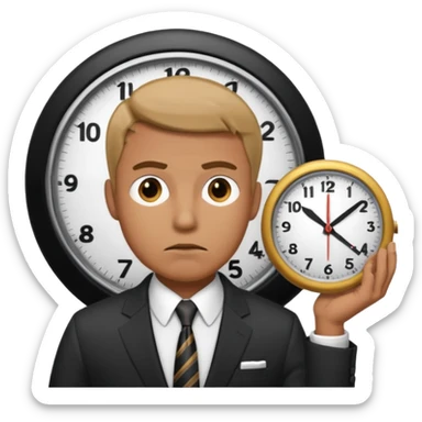 Man looking at clock impatiently sticker