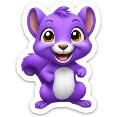 happy cute purple squirrel sticker