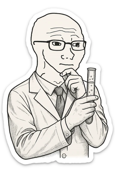 wojak as a scientist sticker