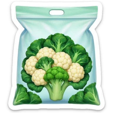 bag of frozen broccoli and cauliflower mix sticker