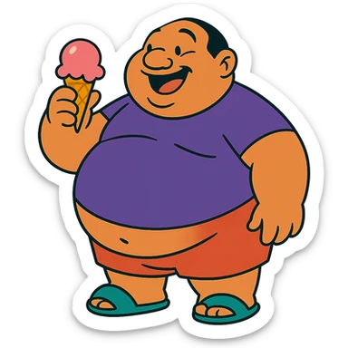 fat man with ice cream, inspired by Lilo and Stitch sticker