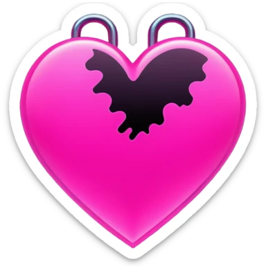 neon pink heart with glitch distortion, cyberpunk scanlines, glow effect, crisp vector style, no background sticker