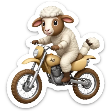 cartoon sheep on a dirt bike jumping sticker