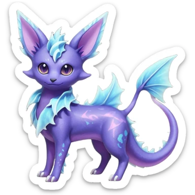 Rare realistic purple indigo violet nebulae shiny sparkly dark-neon glowing bioluminescent edgy badass epic pretty beautiful handsome gorgeous aesthetic colorful vibrant Vernid-Trico-Vaporeon-Espeon-species-Fakemon-creature by LiLaiRa, 4 legs, 1 tail, random markings, (full body) sticker
