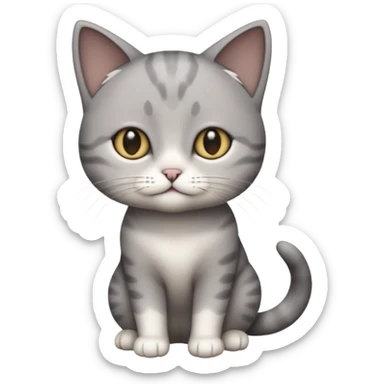full body small short hair dark grey and white cat sticker